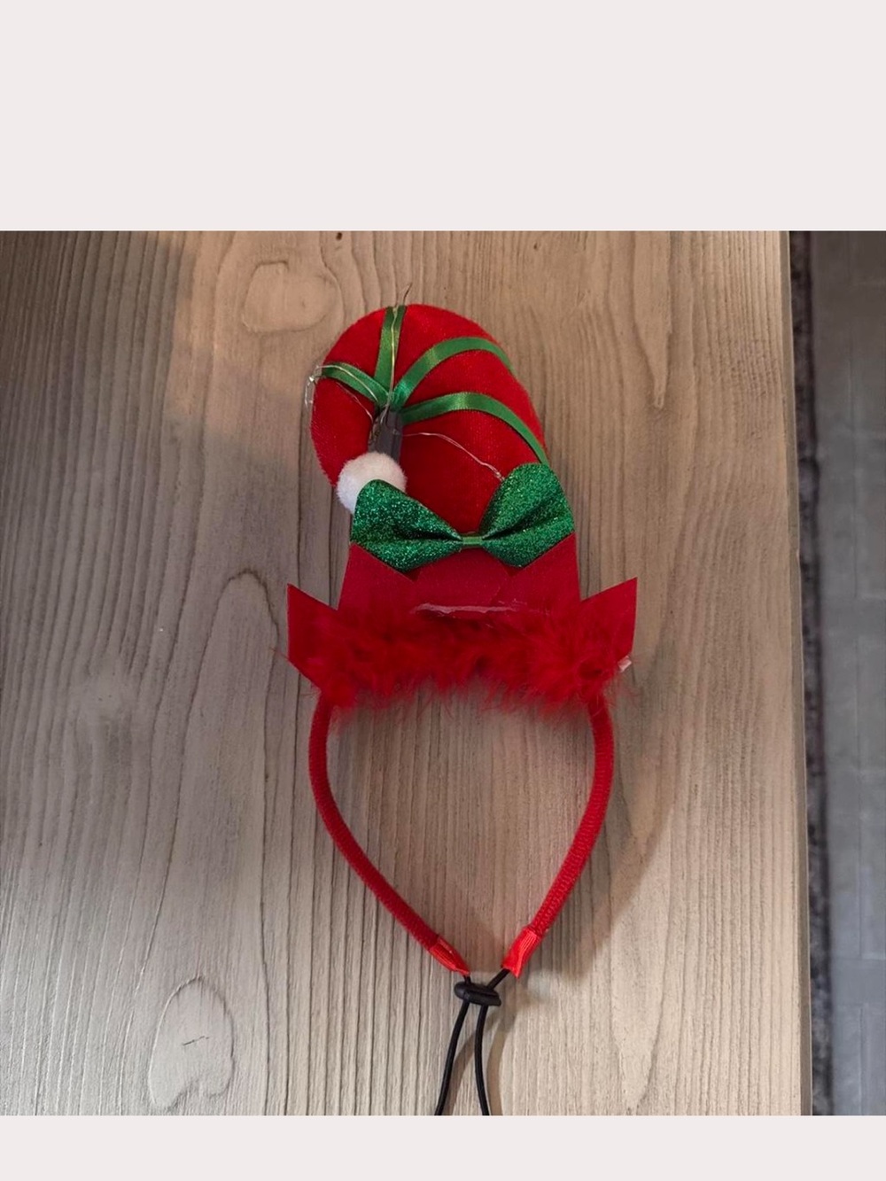 Festive Red Elf Hat Headband with Green Bow - Kids Costume